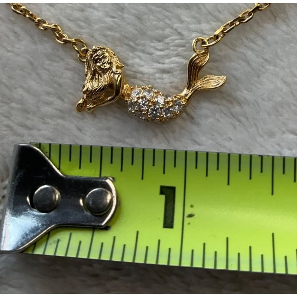 New Mermaid necklace stainless steel with crystal's in gold color - Picture 2 of 6